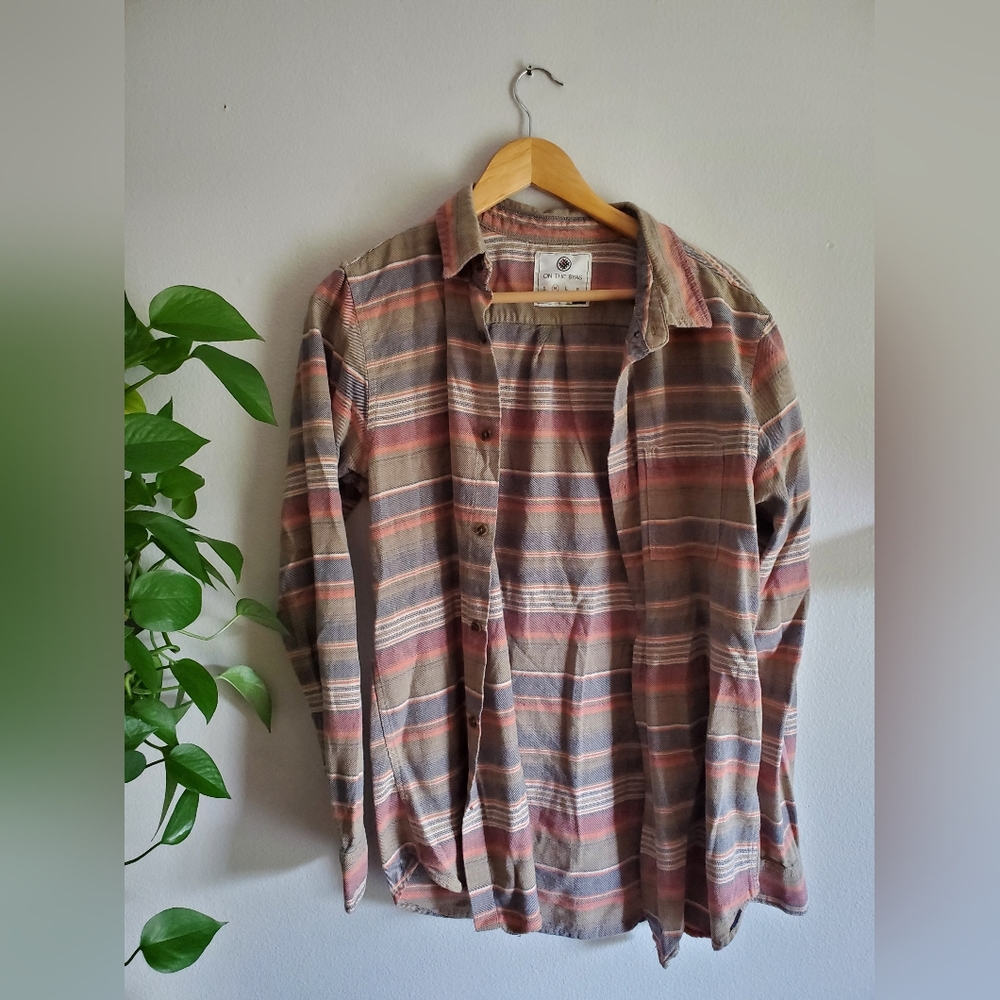 Colorful striped long sleeve button up